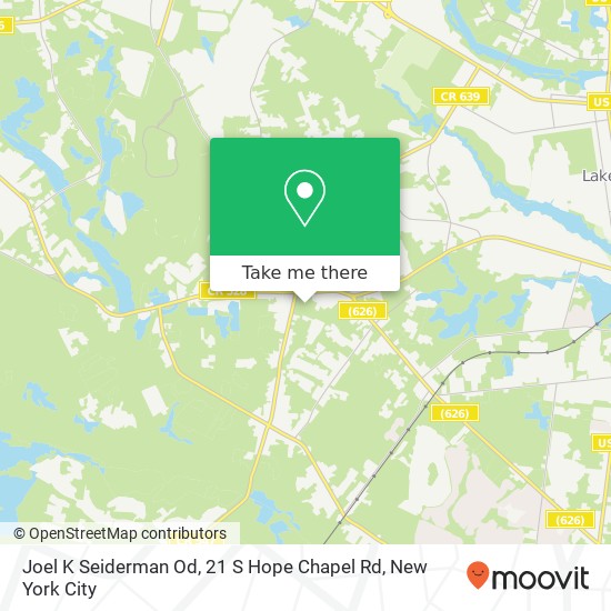 Joel K Seiderman Od, 21 S Hope Chapel Rd map