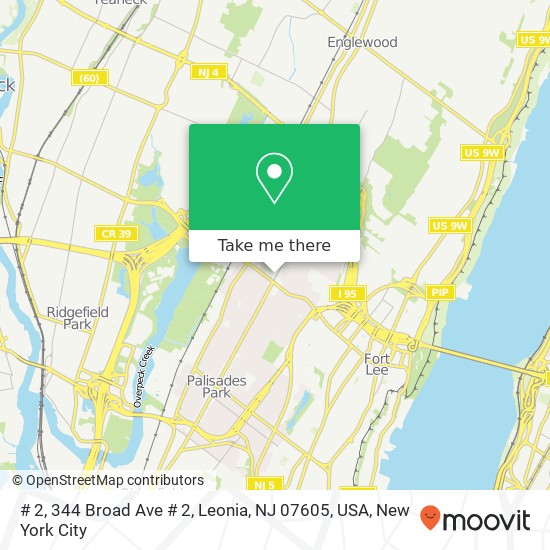 Mapa de # 2, 344 Broad Ave # 2, Leonia, NJ 07605, USA