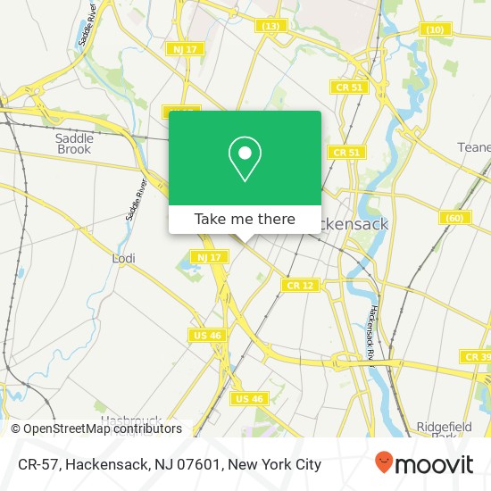 Mapa de CR-57, Hackensack, NJ 07601