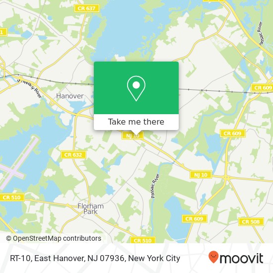 Mapa de RT-10, East Hanover, NJ 07936