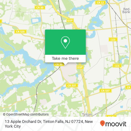 Mapa de 13 Apple Orchard Dr, Tinton Falls, NJ 07724