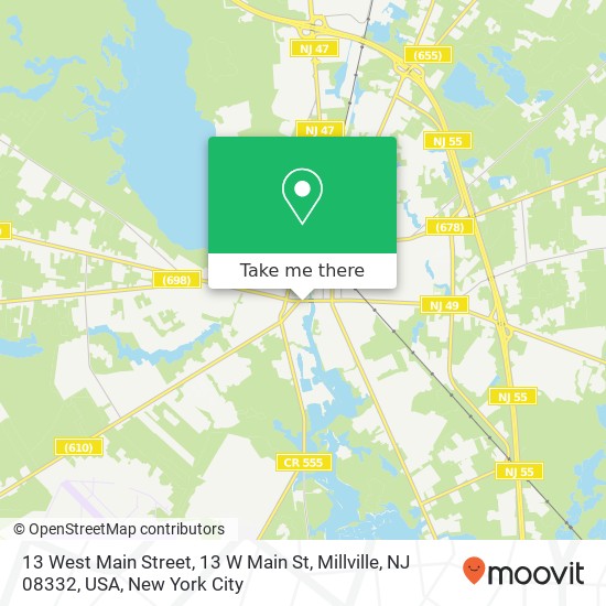 Mapa de 13 West Main Street, 13 W Main St, Millville, NJ 08332, USA