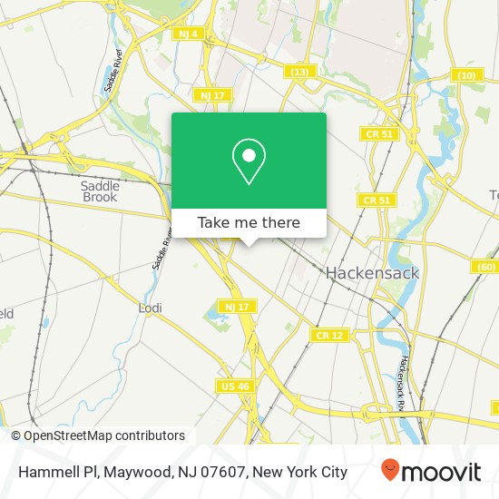 Mapa de Hammell Pl, Maywood, NJ 07607