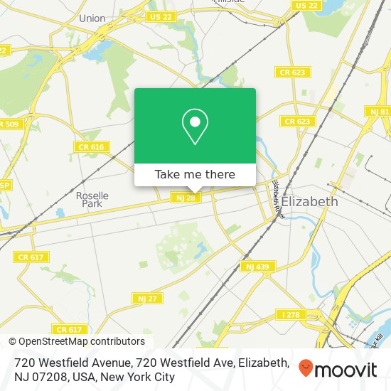 720 Westfield Avenue, 720 Westfield Ave, Elizabeth, NJ 07208, USA map