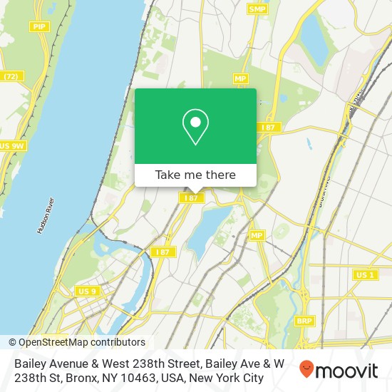 Mapa de Bailey Avenue & West 238th Street, Bailey Ave & W 238th St, Bronx, NY 10463, USA