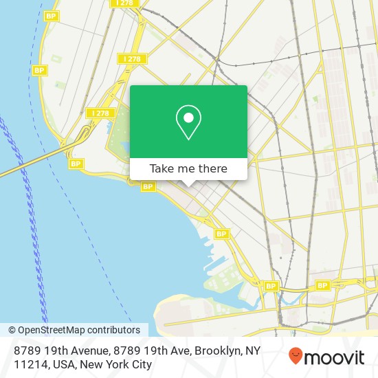 Mapa de 8789 19th Avenue, 8789 19th Ave, Brooklyn, NY 11214, USA