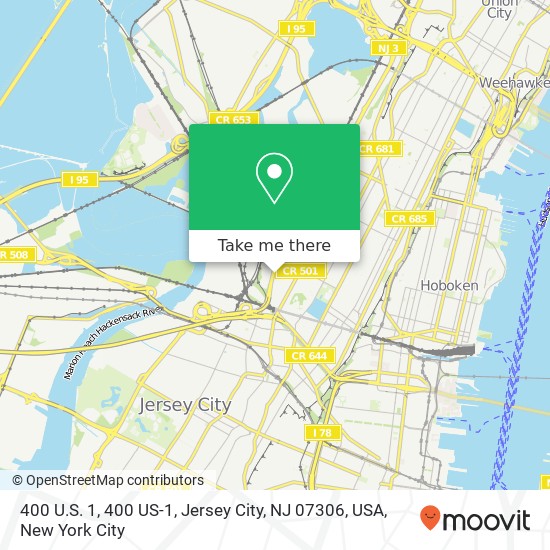 400 U.S. 1, 400 US-1, Jersey City, NJ 07306, USA map