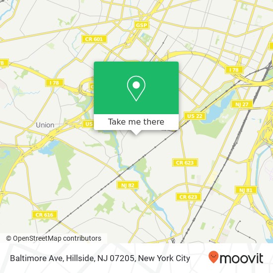 Baltimore Ave, Hillside, NJ 07205 map