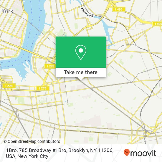 Mapa de 1Bro, 785 Broadway #1Bro, Brooklyn, NY 11206, USA