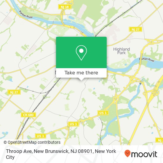 Mapa de Throop Ave, New Brunswick, NJ 08901
