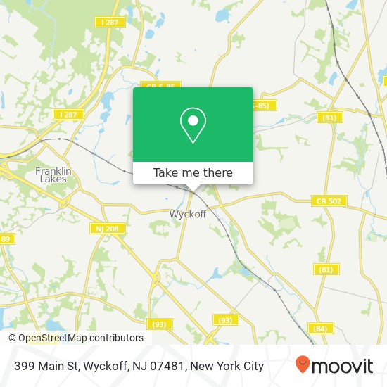 Mapa de 399 Main St, Wyckoff, NJ 07481