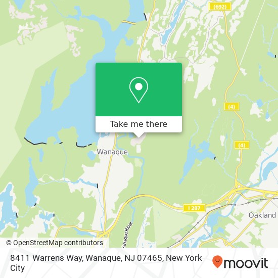 Mapa de 8411 Warrens Way, Wanaque, NJ 07465