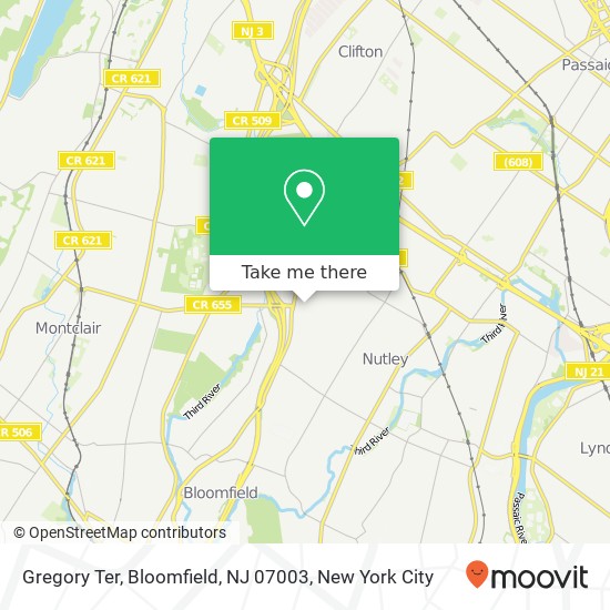Mapa de Gregory Ter, Bloomfield, NJ 07003