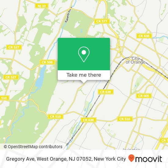 Mapa de Gregory Ave, West Orange, NJ 07052
