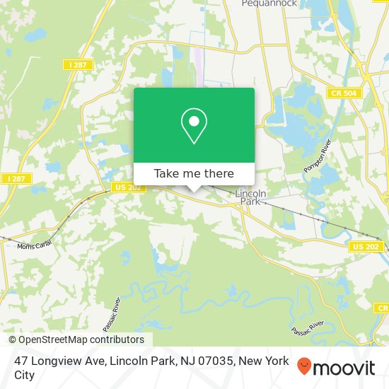 Mapa de 47 Longview Ave, Lincoln Park, NJ 07035