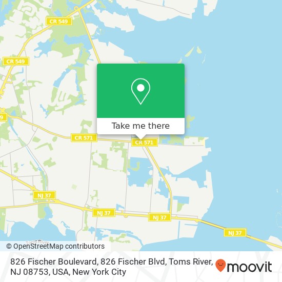 826 Fischer Boulevard, 826 Fischer Blvd, Toms River, NJ 08753, USA map