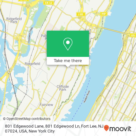 801 Edgewood Lane, 801 Edgewood Ln, Fort Lee, NJ 07024, USA map