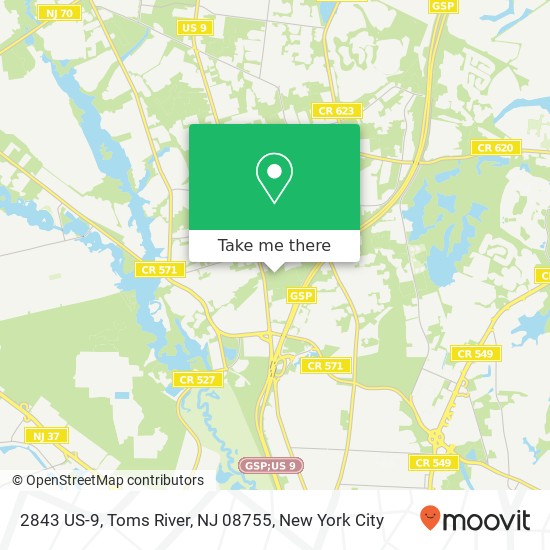 Mapa de 2843 US-9, Toms River, NJ 08755