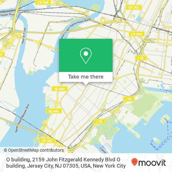 Mapa de O building, 2159 John Fitzgerald Kennedy Blvd O building, Jersey City, NJ 07305, USA