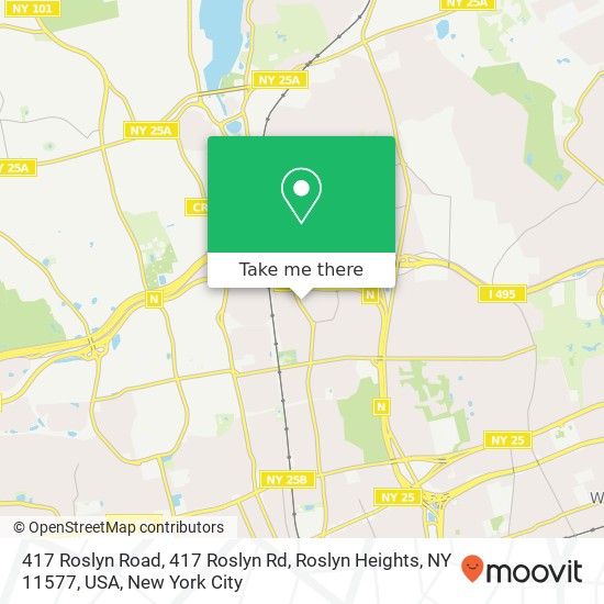 Mapa de 417 Roslyn Road, 417 Roslyn Rd, Roslyn Heights, NY 11577, USA
