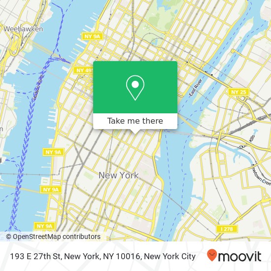 Mapa de 193 E 27th St, New York, NY 10016