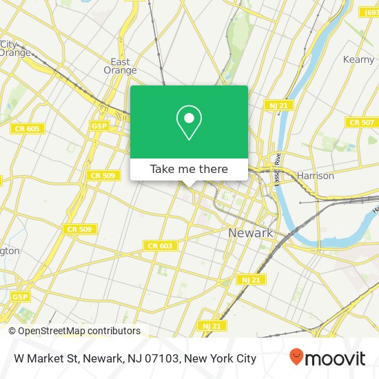 Mapa de W Market St, Newark, NJ 07103