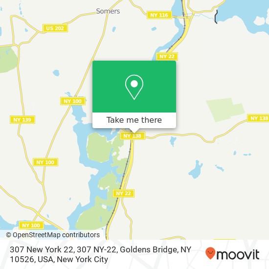 Mapa de 307 New York 22, 307 NY-22, Goldens Bridge, NY 10526, USA