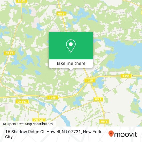 Mapa de 16 Shadow Ridge Ct, Howell, NJ 07731
