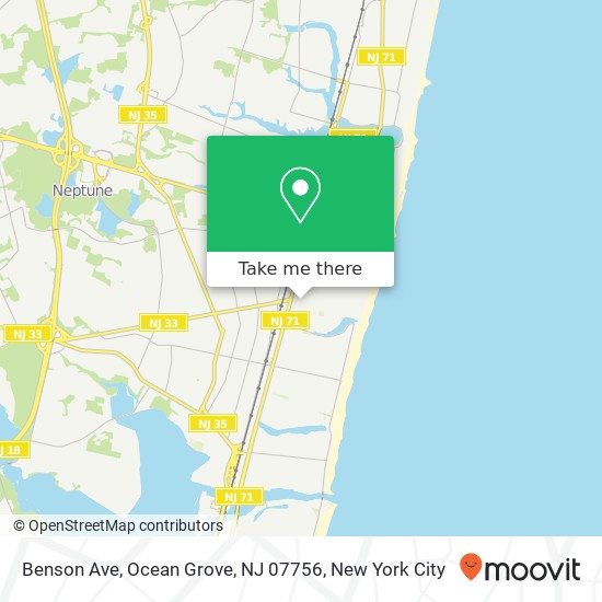 Mapa de Benson Ave, Ocean Grove, NJ 07756