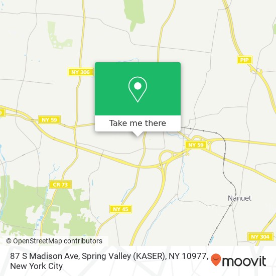 Mapa de 87 S Madison Ave, Spring Valley (KASER), NY 10977