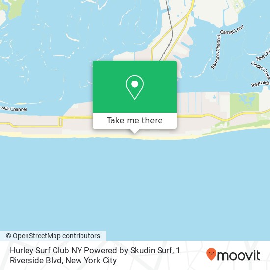 Mapa de Hurley Surf Club NY Powered by Skudin Surf, 1 Riverside Blvd