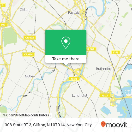 Mapa de 308 State RT 3, Clifton, NJ 07014