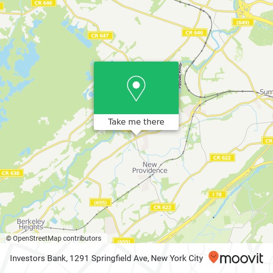 Mapa de Investors Bank, 1291 Springfield Ave