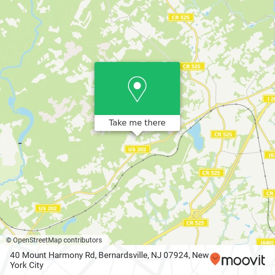 Mapa de 40 Mount Harmony Rd, Bernardsville, NJ 07924