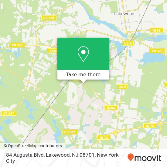 Mapa de 84 Augusta Blvd, Lakewood, NJ 08701