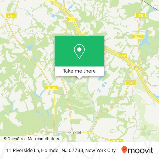 Mapa de 11 Riverside Ln, Holmdel, NJ 07733