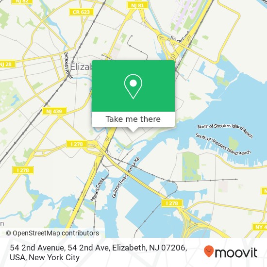 Mapa de 54 2nd Avenue, 54 2nd Ave, Elizabeth, NJ 07206, USA