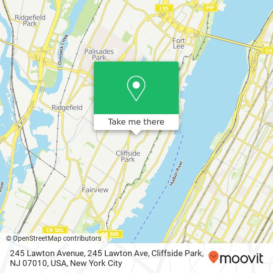 Mapa de 245 Lawton Avenue, 245 Lawton Ave, Cliffside Park, NJ 07010, USA