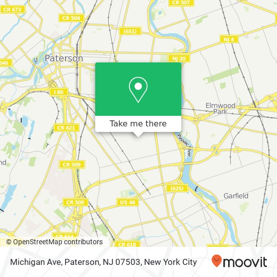 Mapa de Michigan Ave, Paterson, NJ 07503