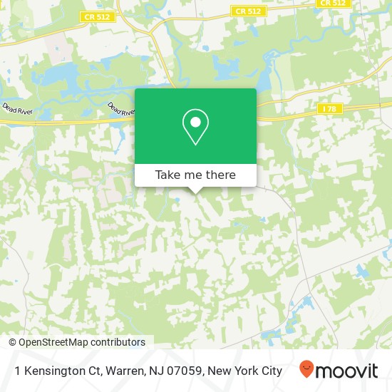 Mapa de 1 Kensington Ct, Warren, NJ 07059