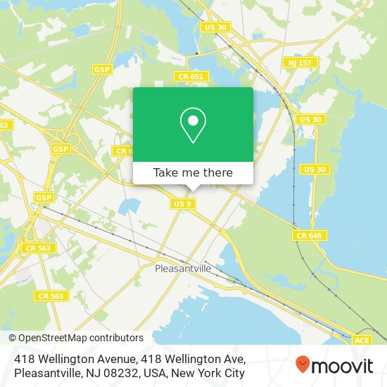 Mapa de 418 Wellington Avenue, 418 Wellington Ave, Pleasantville, NJ 08232, USA