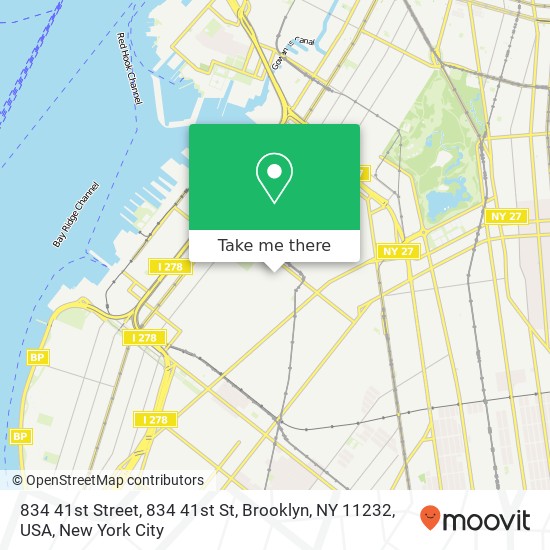 Mapa de 834 41st Street, 834 41st St, Brooklyn, NY 11232, USA