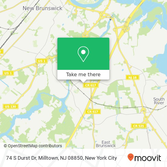 Mapa de 74 S Durst Dr, Milltown, NJ 08850