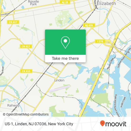 Mapa de US-1, Linden, NJ 07036