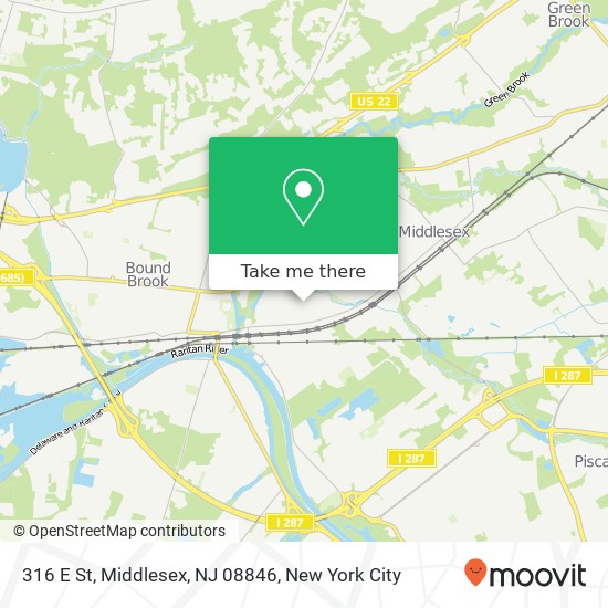Mapa de 316 E St, Middlesex, NJ 08846