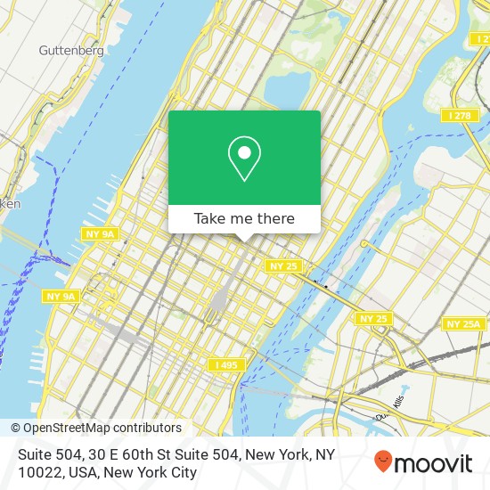 Mapa de Suite 504, 30 E 60th St Suite 504, New York, NY 10022, USA