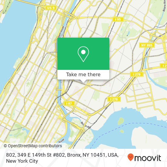 Mapa de 802, 349 E 149th St #802, Bronx, NY 10451, USA