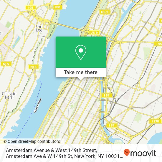 Amsterdam Avenue & West 149th Street, Amsterdam Ave & W 149th St, New York, NY 10031, USA map