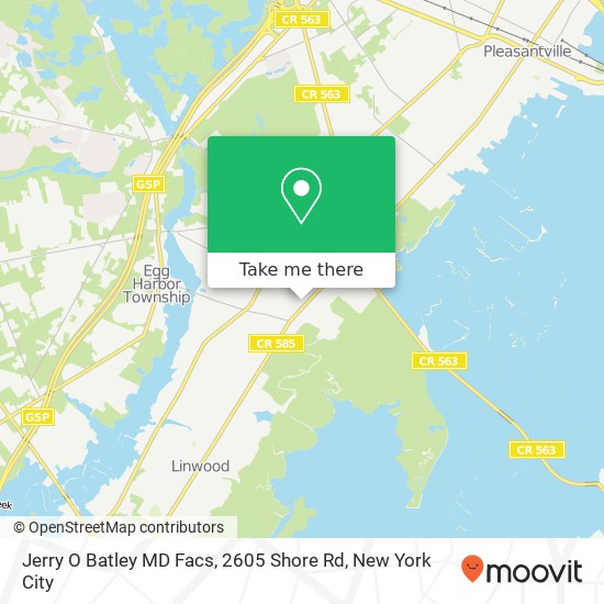 Mapa de Jerry O Batley MD Facs, 2605 Shore Rd