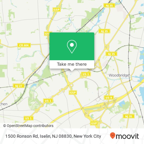 Mapa de 1500 Ronson Rd, Iselin, NJ 08830